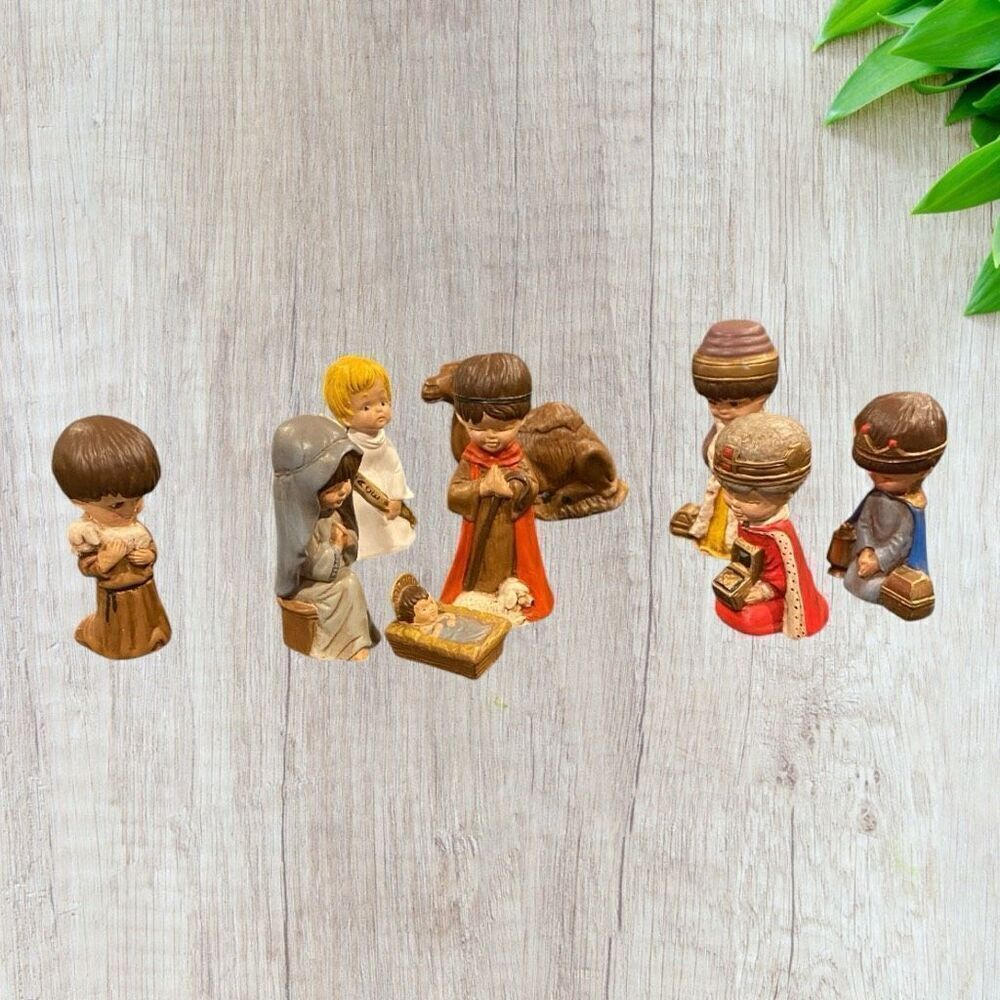Vintage 1976 Gorham Moppets 9 Pc Christmas Nativity